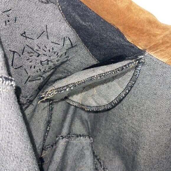 Carole Little Sport Vintage Womens Jacket Size 12 Blue Beaded Denim Leather - Picture 8 of 10